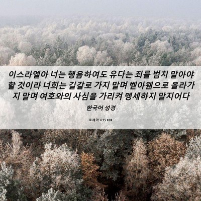Picture 06 - 호세아 4:15 KOR - 이스라엘아 너는 행음하여도 유다는 - Bible Verse Picture
