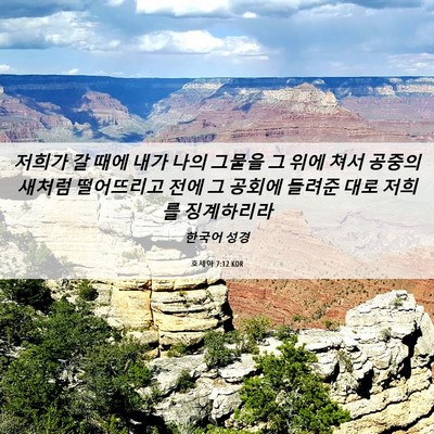Picture 06 - 호세아 7:12 KOR - 저희가 갈 때에 내가 나의 그물을 그 - Bible Verse Picture