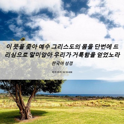 Picture 06 - 히브리서 10:10 KOR - 이 뜻을 좇아 예수 그리스도의 몸을 - Bible Verse Picture