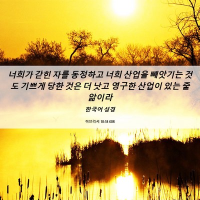 Picture 06 - 히브리서 10:34 KOR - 너희가 갇힌 자를 동정하고 너희 - Bible Verse Picture