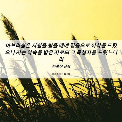 Picture 06 - 히브리서 11:17 KOR - 아브라함은 시험을 받을 때에 - Bible Verse Picture