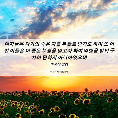 Picture 06 - 히브리서 11:35 KOR - 여자들은 자기의 죽은 자를 부활로 - Bible Verse Picture