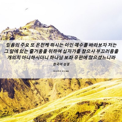 Picture 06 - 히브리서 12:2 KOR - 믿음의 주요 또 온전케 하시는 이인 - Bible Verse Picture