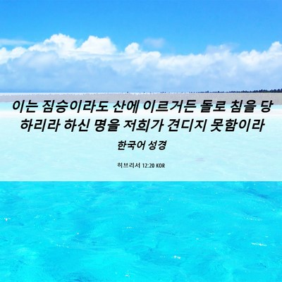 Picture 06 - 히브리서 12:20 KOR - 이는 짐승이라도 산에 이르거든 돌로 - Bible Verse Picture
