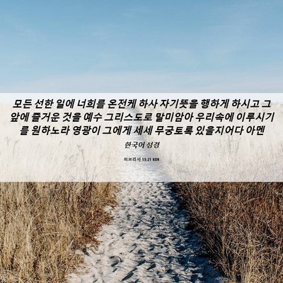 Picture 06 - 히브리서 13:21 KOR - 모든 선한 일에 너희를 온전케 하사 - Bible Verse Picture