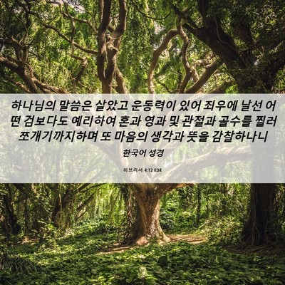 Picture 06 - 히브리서 4:12 KOR - 하나님의 말씀은 살았고 운동력이 - Bible Verse Picture