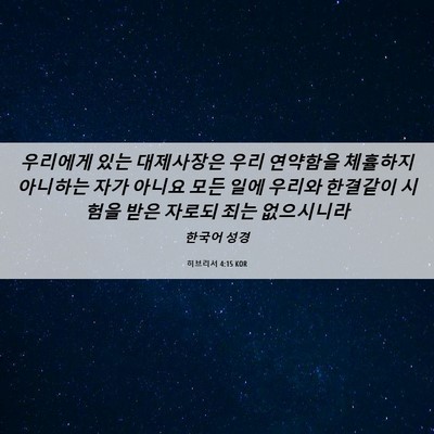 Picture 06 - 히브리서 4:15 KOR - 우리에게 있는 대제사장은 우리 - Bible Verse Picture