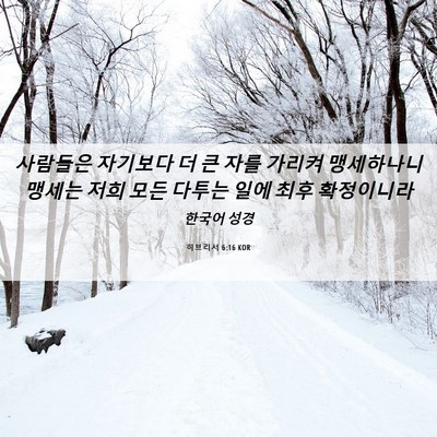 Picture 06 - 히브리서 6:16 KOR - 사람들은 자기보다 더 큰 자를 - Bible Verse Picture
