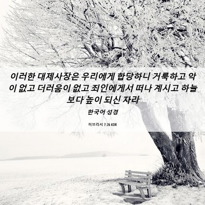 Picture 06 - 히브리서 7:26 KOR - 이러한 대제사장은 우리에게 - Bible Verse Picture