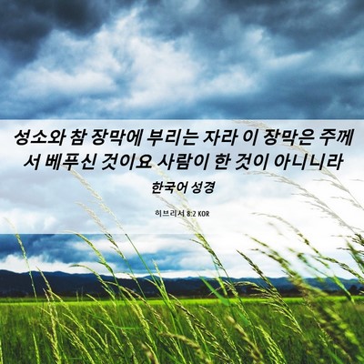 Picture 06 - 히브리서 8:2 KOR - 성소와 참 장막에 부리는 자라 이 - Bible Verse Picture