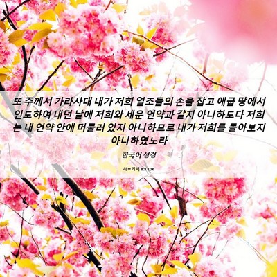 Picture 06 - 히브리서 8:9 KOR - 또 주께서 가라사대 내가 저희 - Bible Verse Picture