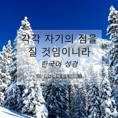 Picture 07 - 갈라디아서 6:5 KOR - 각각 자기의 짐을 질 - Bible Verse Picture