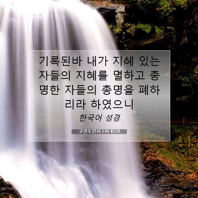 Picture 07 - 고린도전서 1:19 KOR - 기록된바 내가 지혜 있는 자들의 - Bible Verse Picture