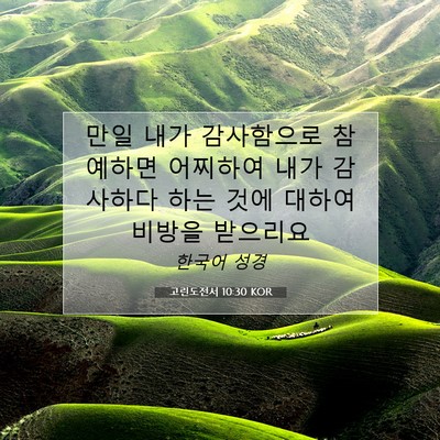 Picture 07 - 고린도전서 10:30 KOR - 만일 내가 감사함으로 참예하면 - Bible Verse Picture