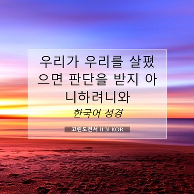 Picture 07 - 고린도전서 11:31 KOR - 우리가 우리를 살폈으면 판단을 받지 - Bible Verse Picture