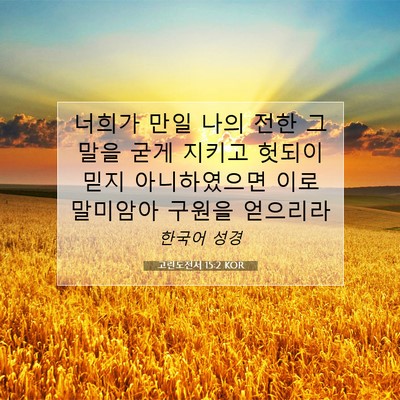 Picture 07 - 고린도전서 15:2 KOR - 너희가 만일 나의 전한 그 말을 굳게 - Bible Verse Picture