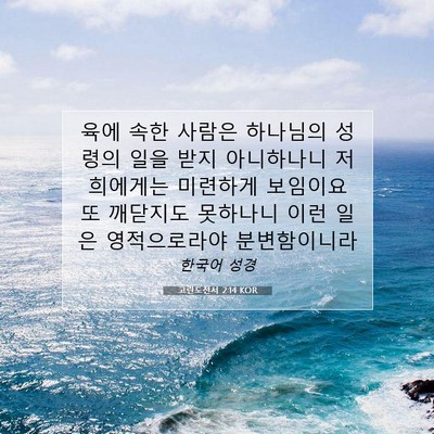 Picture 07 - 고린도전서 2:14 KOR - 육에 속한 사람은 하나님의 성령의 - Bible Verse Picture