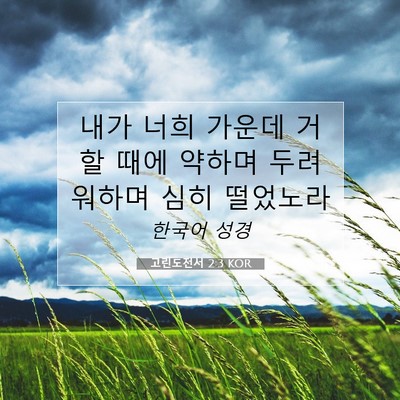 Picture 07 - 고린도전서 2:3 KOR - 내가 너희 가운데 거할 때에 약하며 - Bible Verse Picture