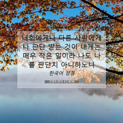 Picture 07 - 고린도전서 4:3 KOR - 너희에게나 다른 사람에게나 판단 - Bible Verse Picture