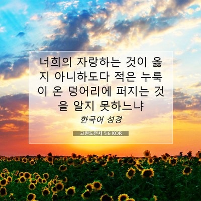 Picture 07 - 고린도전서 5:6 KOR - 너희의 자랑하는 것이 옳지 - Bible Verse Picture