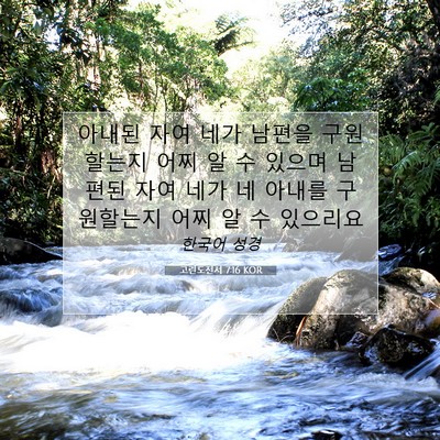 Picture 07 - 고린도전서 7:16 KOR - 아내된 자여 네가 남편을 구원할는지 - Bible Verse Picture