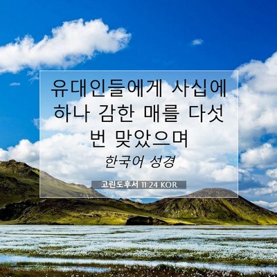 Picture 07 - 고린도후서 11:24 KOR - 유대인들에게 사십에 하나 감한 매를 - Bible Verse Picture