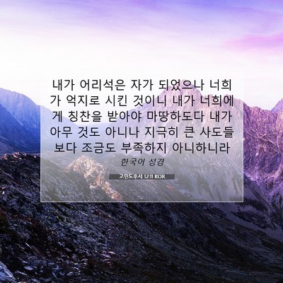 Picture 07 - 고린도후서 12:11 KOR - 내가 어리석은 자가 되었으나 너희가 - Bible Verse Picture