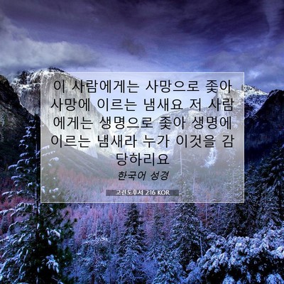 Picture 07 - 고린도후서 2:16 KOR - 이 사람에게는 사망으로 좇아 사망에 - Bible Verse Picture
