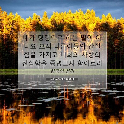 Picture 07 - 고린도후서 8:8 KOR - 내가 명령으로 하는 말이 아니요 - Bible Verse Picture