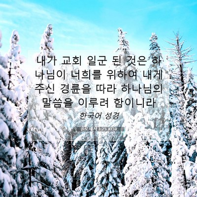 Picture 07 - 골로새서 1:25 KOR - 내가 교회 일군 된 것은 하나님이 - Bible Verse Picture
