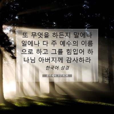 Picture 07 - 골로새서 3:17 KOR - 또 무엇을 하든지 말에나 일에나 다 - Bible Verse Picture