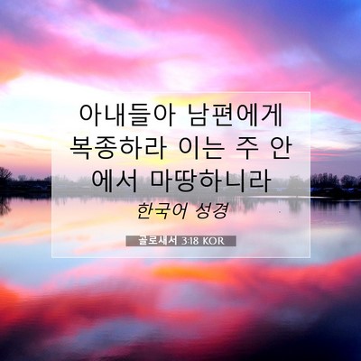 Picture 07 - 골로새서 3:18 KOR - 아내들아 남편에게 복종하라 이는 주 - Bible Verse Picture