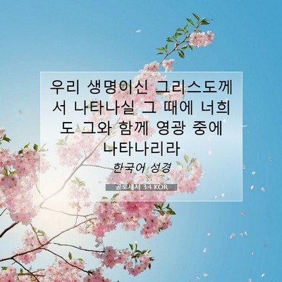 Picture 07 - 골로새서 3:4 KOR - 우리 생명이신 그리스도께서 - Bible Verse Picture