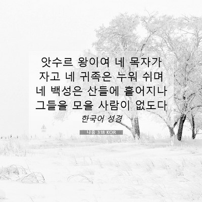 Picture 07 - 나훔 3:18 KOR - 앗수르 왕이여 네 목자가 자고 네 - Bible Verse Picture