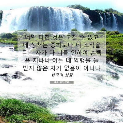 Picture 07 - 나훔 3:19 KOR - 너의 다친 것은 고칠 수 없고 네 - Bible Verse Picture