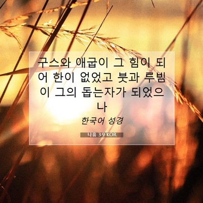 Picture 07 - 나훔 3:9 KOR - 구스와 애굽이 그 힘이 되어 한이 - Bible Verse Picture