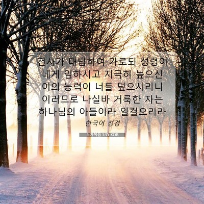 Picture 07 - 누가복음 1:35 KOR - 천사가 대답하여 가로되 성령이 네게 - Bible Verse Picture