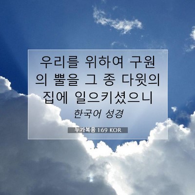 Picture 07 - 누가복음 1:69 KOR - 우리를 위하여 구원의 뿔을 그 종 - Bible Verse Picture