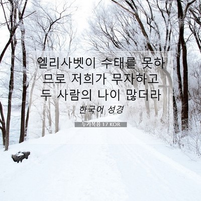 Picture 07 - 누가복음 1:7 KOR - 엘리사벳이 수태를 못하므로 저희가 - Bible Verse Picture