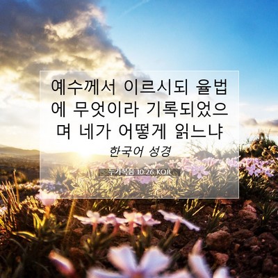 Picture 07 - 누가복음 10:26 KOR - 예수께서 이르시되 율법에 무엇이라 - Bible Verse Picture