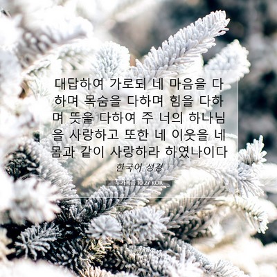 Picture 07 - 누가복음 10:27 KOR - 대답하여 가로되 네 마음을 다하며 - Bible Verse Picture