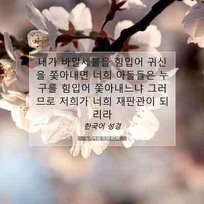 Picture 07 - 누가복음 11:19 KOR - 내가 바알세불을 힘입어 귀신을 - Bible Verse Picture