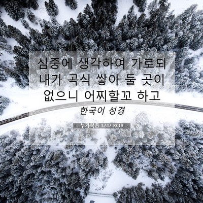 Picture 07 - 누가복음 12:17 KOR - 심중에 생각하여 가로되 내가 곡식 - Bible Verse Picture