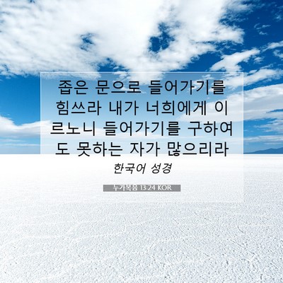Picture 07 - 누가복음 13:24 KOR - 좁은 문으로 들어가기를 힘쓰라 내가 - Bible Verse Picture