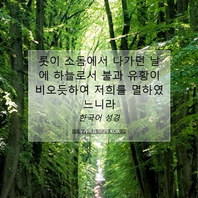 Picture 07 - 누가복음 17:29 KOR - 롯이 소돔에서 나가던 날에 하늘로서 - Bible Verse Picture