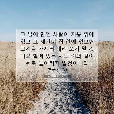 Picture 07 - 누가복음 17:31 KOR - 그 날에 만일 사람이 지붕 위에 있고 - Bible Verse Picture