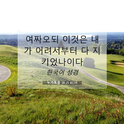 Picture 07 - 누가복음 18:21 KOR - 여짜오되 이것은 내가 어려서부터 다 - Bible Verse Picture