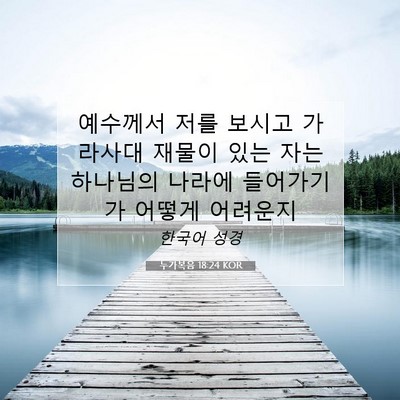Picture 07 - 누가복음 18:24 KOR - 예수께서 저를 보시고 가라사대 - Bible Verse Picture