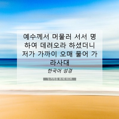 Picture 07 - 누가복음 18:40 KOR - 예수께서 머물러 서서 명하여 - Bible Verse Picture