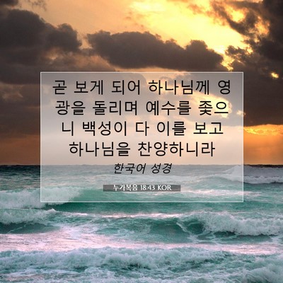 Picture 07 - 누가복음 18:43 KOR - 곧 보게 되어 하나님께 영광을 - Bible Verse Picture
